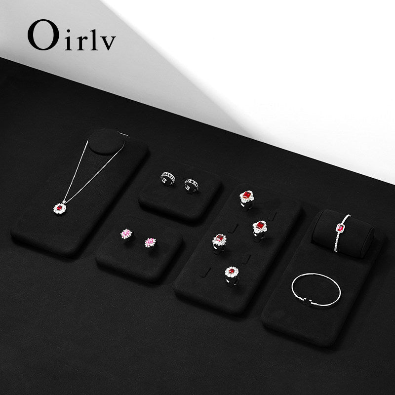 OIRLV luxury black colour microfiber jewelry display set :TT273