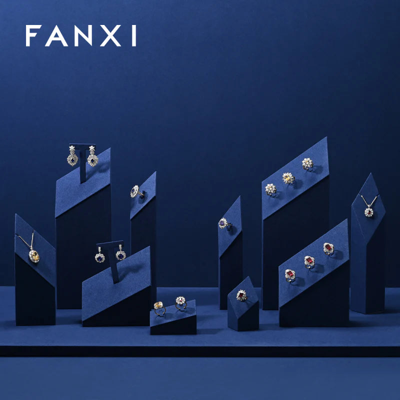 OIRLV Blue Ring Pendant Earrings Jewelry Display Set TT375