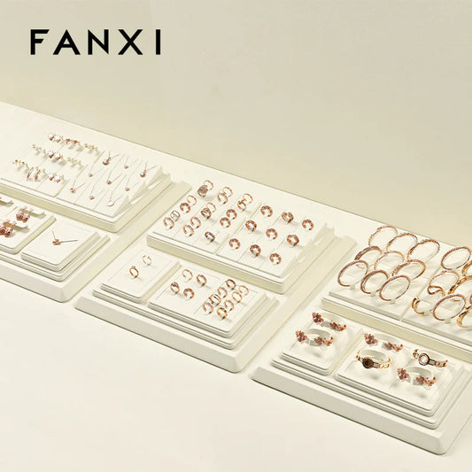 OIRLV Beige Ring Pendant Earrings Jewelry Display Set TT405