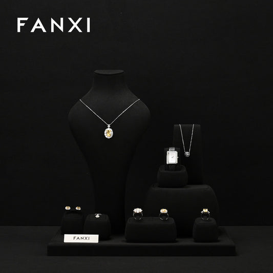 OIRLV high end Black Microfiber jewelry presentation :TT358