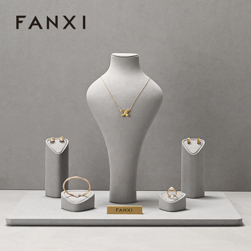 OIRLV Fashion GRAY Microfiber Jewelry display set :TT471