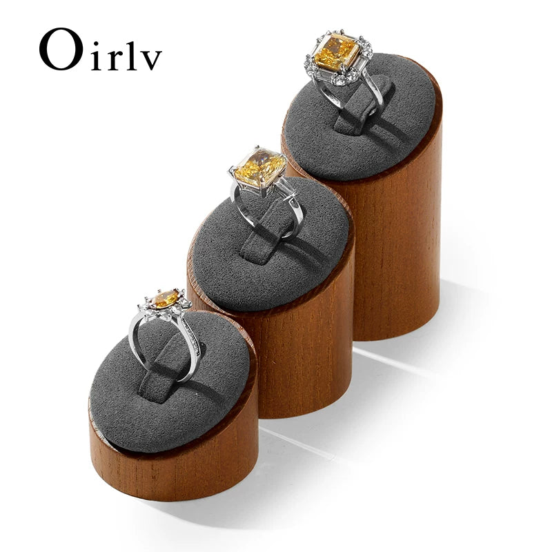 Oirlv 3-Piece Set Wooden Jewelry Organizer Rack Ring Storage Stand Display Holder:SM094
