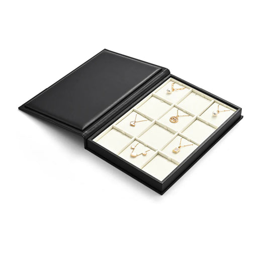 Black/Beige Microfiber Ring Necklace Pendant Earring Display Tray P183