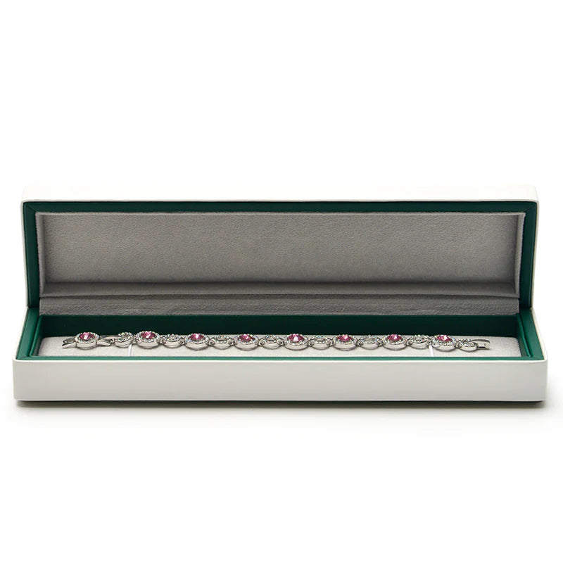 OIRLV White PU Leather With Gray Microfiber Jewelry Gift Packaging Box H055