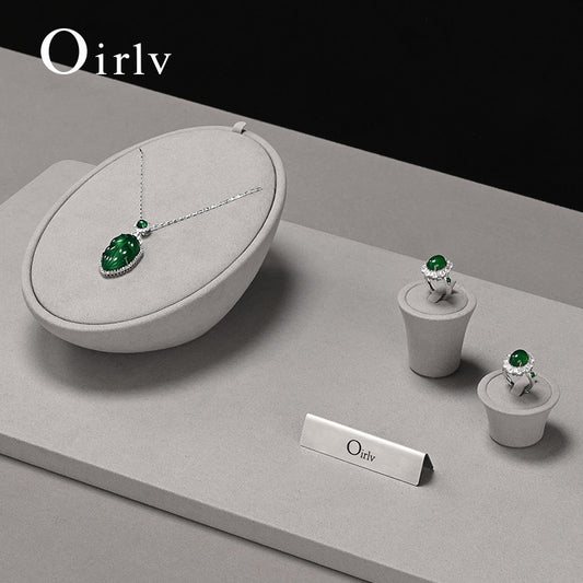 Oirlv New arrival Grey Microfiber Jewelry Combination Set : TT550