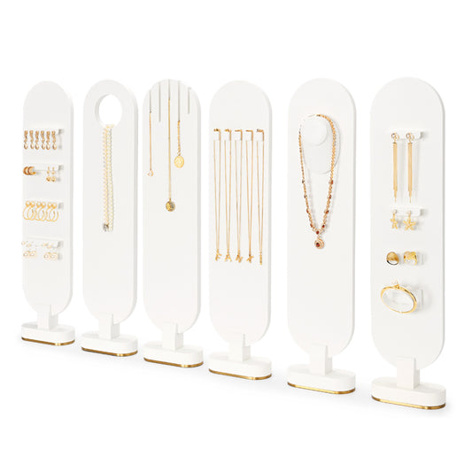 White Leather Magnetic Suction Ring Necklace Jewelry Display Set TT160