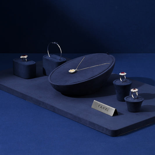 Blue Rings Necklace Jewelry Display Set TT243