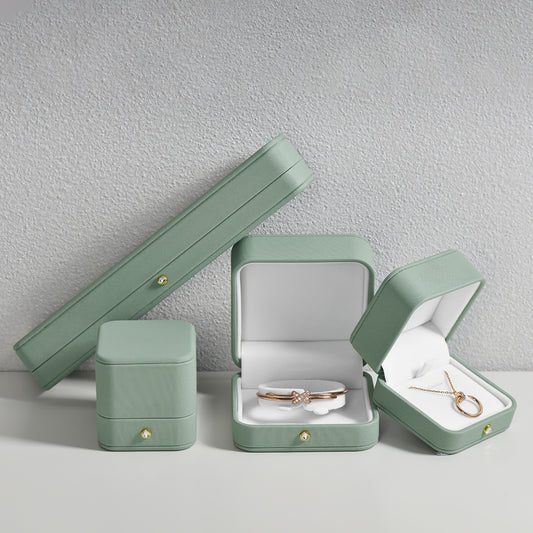 Green PU Leather Plush Jewelry Box H155