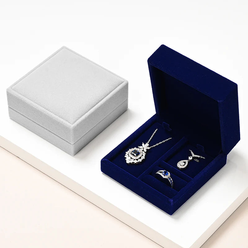 Green Black Blue Beige Gray Velvet Jewelry Multi-function Packaging Box H163