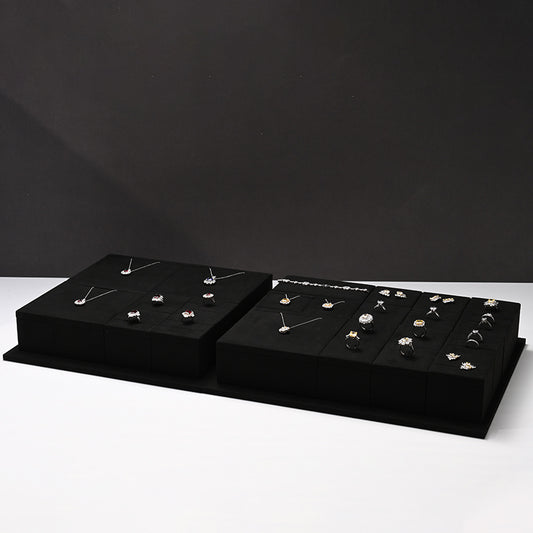 Black Rings Necklace Earrings Jewelry Display Set TT231