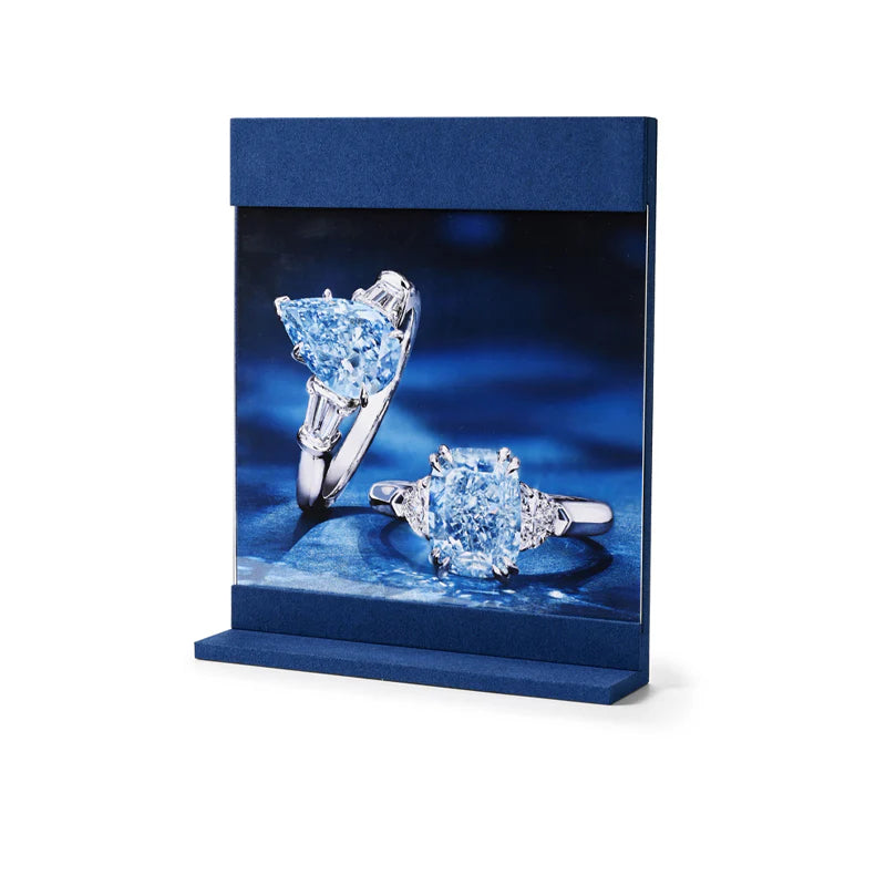 Oirlv Blue Microfiber Earrings Ring Necklace Jewelry Display Set TT327