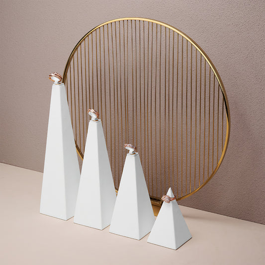 White Microfiber Metal Ring Jewelry Display Stand TT132
