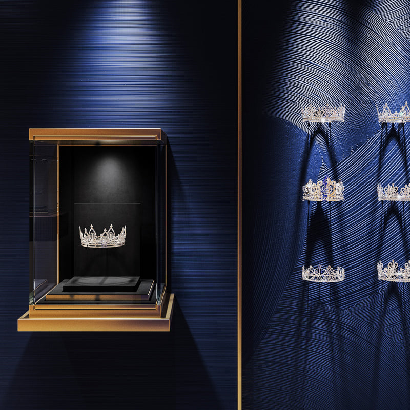 Luxury Black Beige Suede Metal Crown Display Props TT591-92