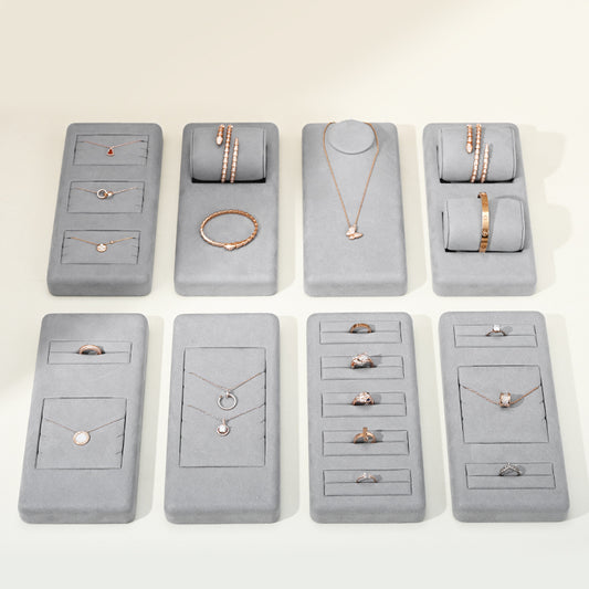 Light Gray Rings Necklace Bracelet Jewelry Display Set TT238