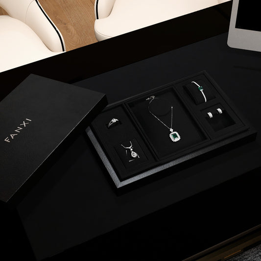 New Black PU Leather Microfiber Surround Jewelry Tray P154