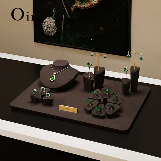 OIRLV Microfiber Earrings Ring Necklace Jewelry Display Set TT341
