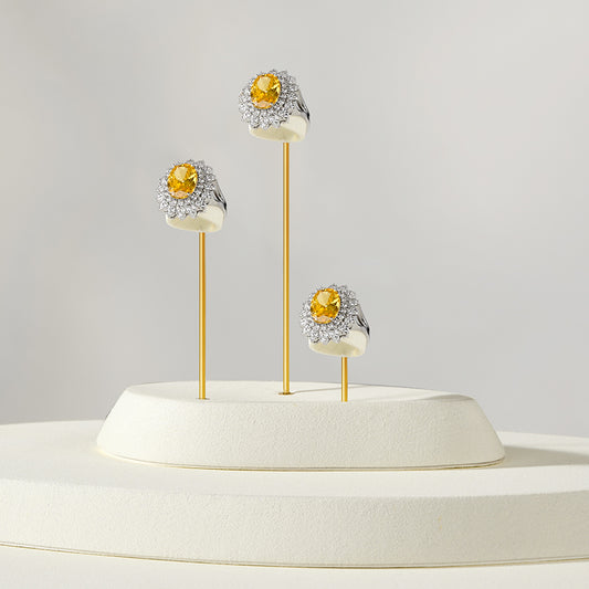 Fashion Beige Microfiber Metal Jewellery Ring Display:TT551-TT553