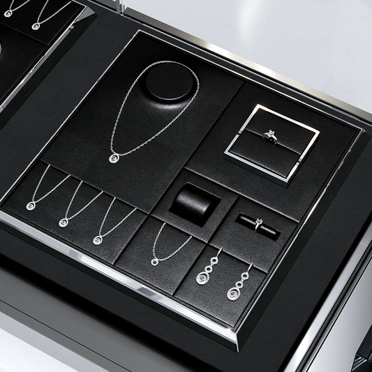 Black Ring Pendant Necklace Jewelry Display Set TT253