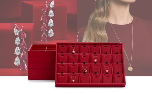 New Red Stackable PU Leather Jewelry Display Tray P130