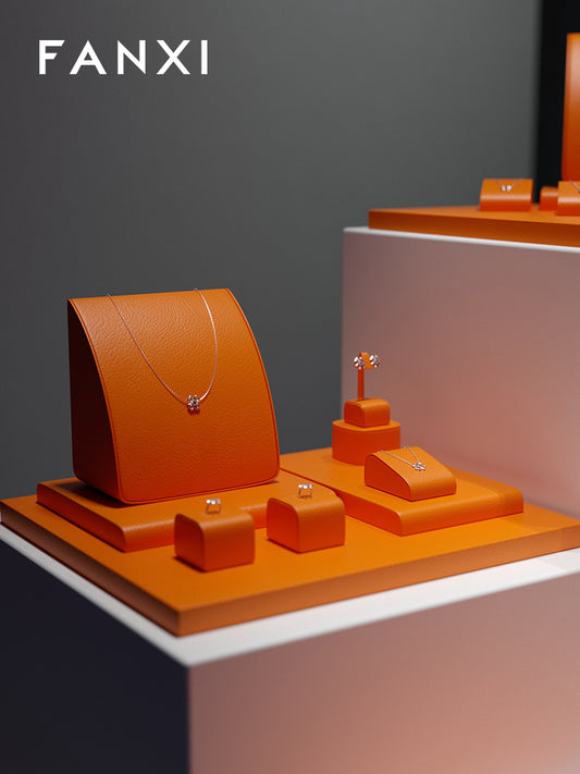 Orange Ring Pendant Earrings Jewelry Display Set TT225