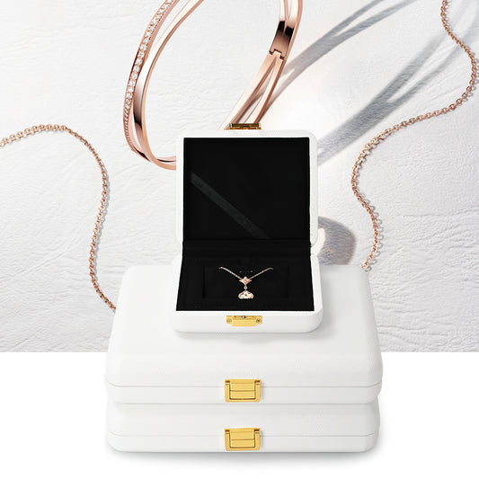 White PU Leather Microfiber Jewelry Box H157