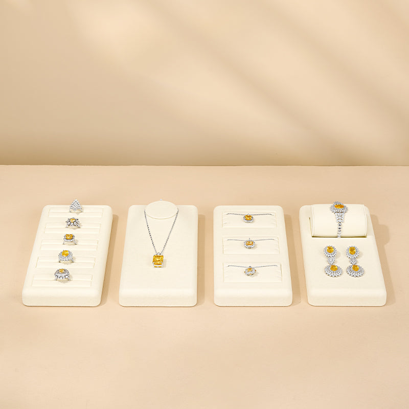 Oirlv Beige Jewelry Display Props Microfiber Jewelry Organizer Ring Necklace Watch Display Stand: TT220