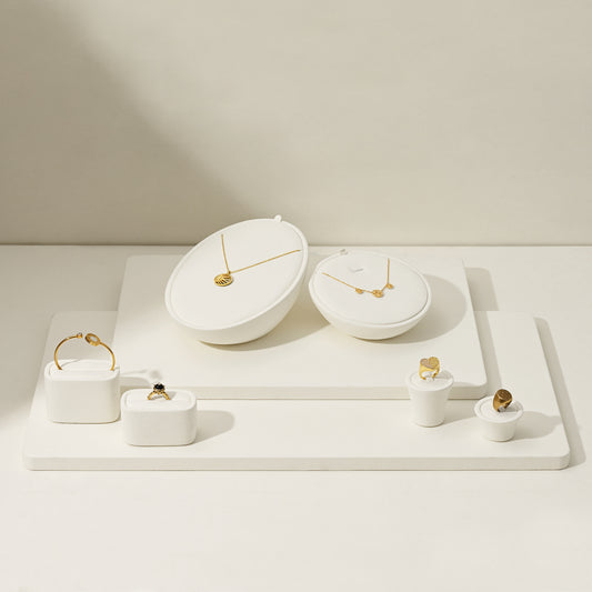 Beige Rings Necklace Jewelry Display Set TT244