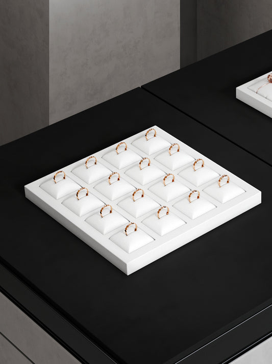 New White PU Leather Multi-compartment Jewelry Tray P141