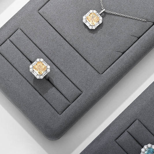 Dark Gray Rings Necklace Bracelet Jewelry Display Set TT239