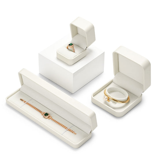 New Beige PU Leather Microfiber Jewelry Box H160