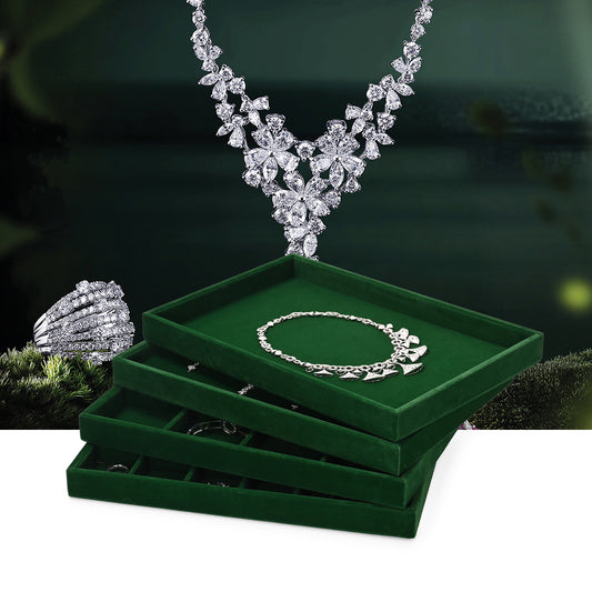New Green Microfiber Various Specifications Jewelry Tray P146