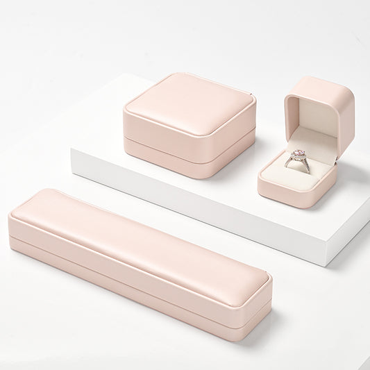 New Pink PU Leather Microfiber Jewelry Box H161
