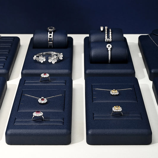 Blue Rings Necklace Bracelet Jewelry Display Set TT237