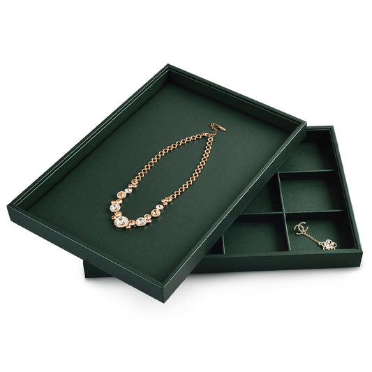 Dark Green PU Leather Jewelry Tray P076
