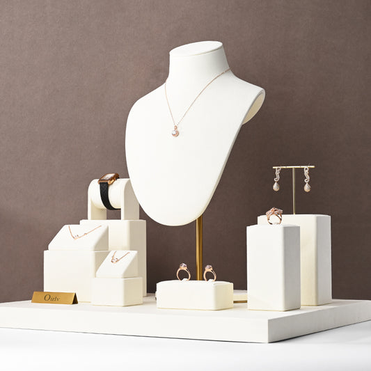 Beige Ring Pendant Earrings Jewelry Display Set TT230