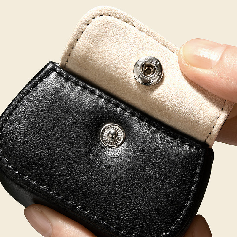 New-arrival Green Black PU Leahter Ring Storage Bag :B028