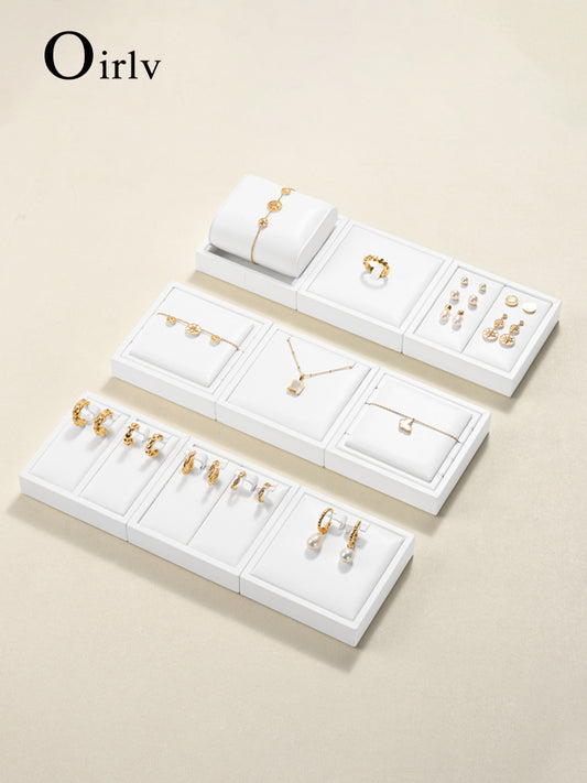 New White PU Leather Jewelry Tray P138