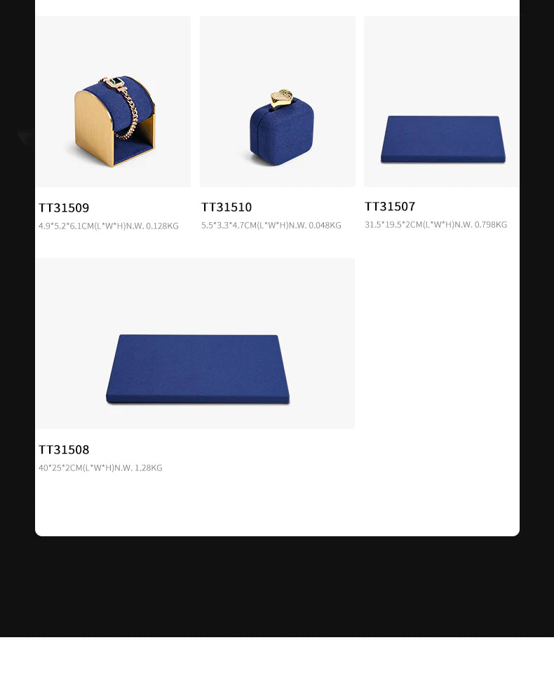 Blue Microfiber Ring Earring Necklace Jewelry Display Set TT315