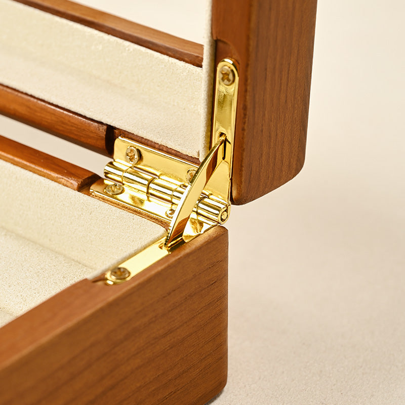 Solid Wood Large Capacity Jewelry Case With Transparent Lid X024