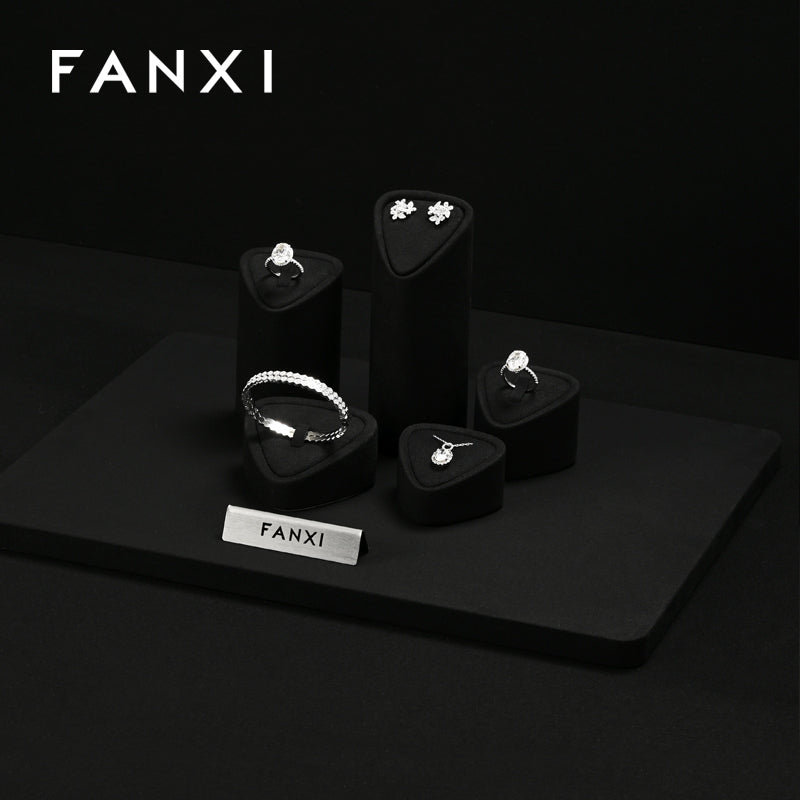 OIRLV Fashion Black Microfiber Jewelry display set :TT467