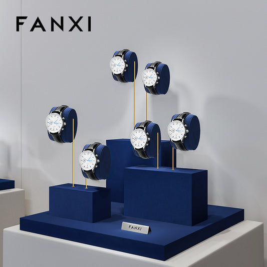 OIRLV New arrival Blue metal Microfiber Watch display set :TT525