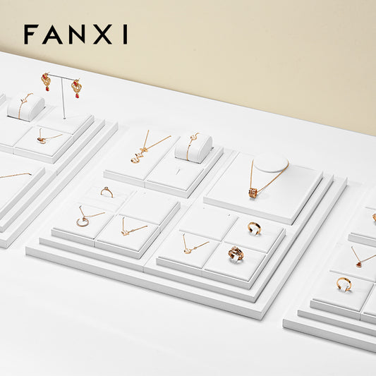 OIRLV high end white colour leather jewellery display set :TT276