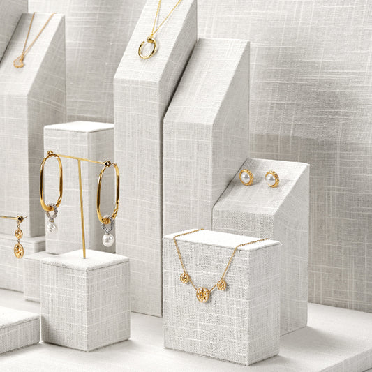 High quality Beige linen luxury jewelry display stand:TT285