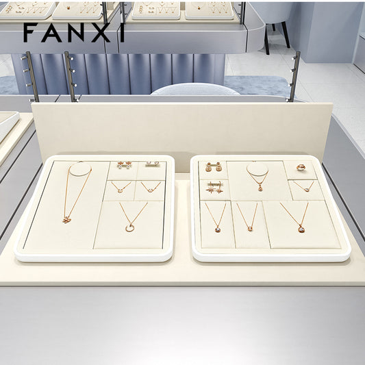 OIRLV fashion Beige Microfiber MDF Baking paint jewelry display