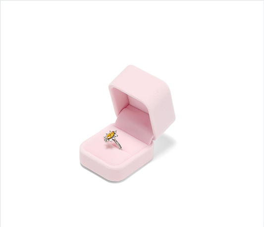 Pink Round Corner Flannelette Jewelry Packaging Box H008