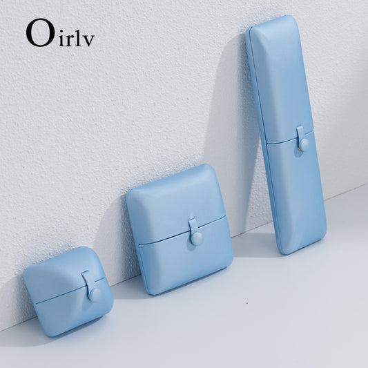 Blue PU Leather Plush Jewelry Dual-release Box H150