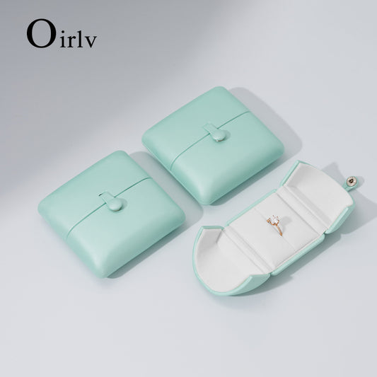 Mint Green PU Leather Plush Jewelry Dual-release Box H151