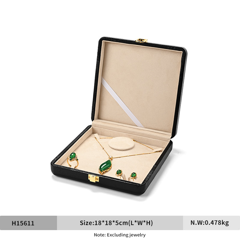 Black PU Leather Microfiber Jewelry Box H156