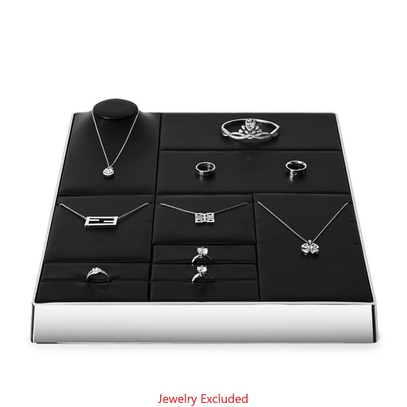 OIRLV factory custom metal frame jewelry display with black leather : JS100
