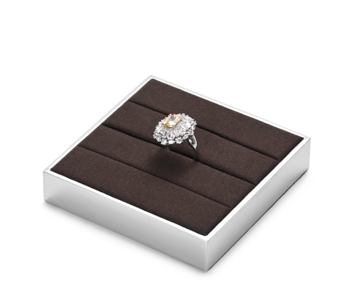 OIRLV luxury brown colour microfiber jewelry exhibitors with glossy metal :JS112